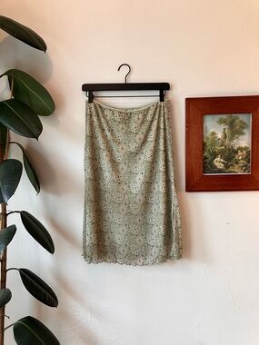Wrapper Green Mesh Y2K boho cowgirl midi skirt size M